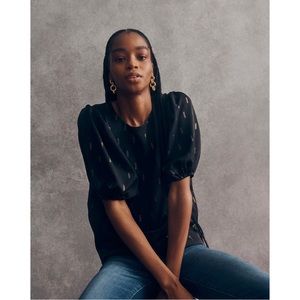 Madewell metallic puff sleeve top